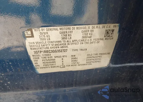 2016 GMC Sierra 1500 Sle from USA, damaged, VIN 3GTP1MEC3GG352727